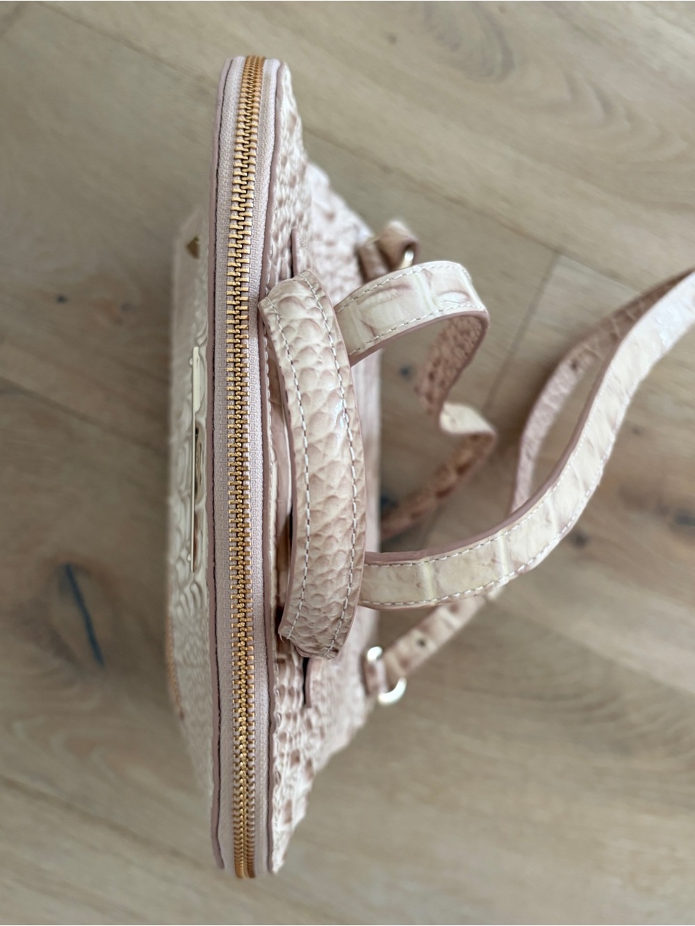 Brahmin Melbourne Mini Backpack Blush Pink Croc Embossed Leather Gold NWOT - Picture 9 of 14